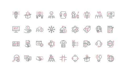 Business startup, process of project management, idea for improvement line icon Stock Illustration