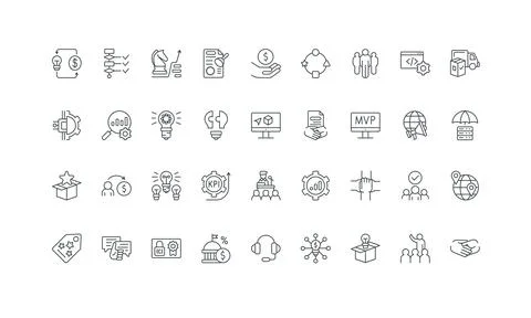 Business startup, process of project management, idea for improvement line icon Stock Illustration