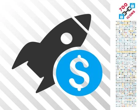 Business Startup Rocket Flat Icon with Bonus 스톡 일러스트