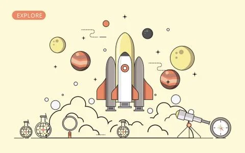 Business Startup Rocket Launch 스톡 일러스트
