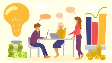 Business startup solutions analytics vector illustration concept. Creative ideas 스톡 일러스트