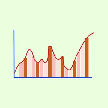 Business Statistic Graph Illustration. Hand Drawn Aesthetic Financial Chart Stock Illustration