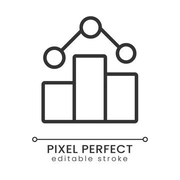 Business statistical data pixel perfect linear icon 스톡 일러스트
