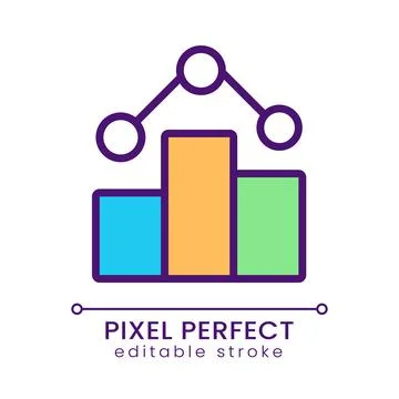 Business statistical data pixel perfect RGB color icon Illustrazione stock