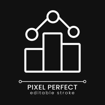 Business statistical data pixel perfect white linear icon for dark theme Illustrazione stock