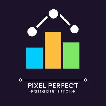 Business statistical data pixel perfect RGB color icon for dark theme Stock Illustration