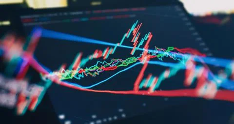 Business statistics and Analytics value . Abstract glowing forex chart interf Stock Photos