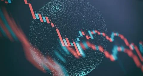 Business statistics and Analytics value . Abstract glowing forex chart interf Foto stock