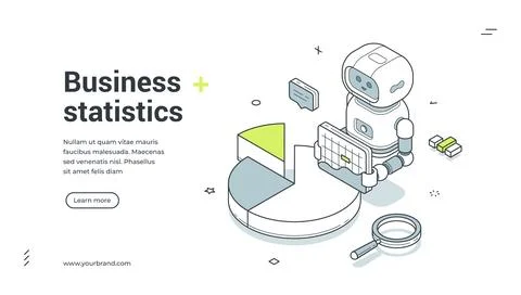 Business Statistics And Data Analysis Isometric Banner Vector Illustration Stock Illustration
