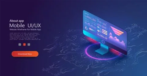 Business statistics and data Analytics. Digital money market, investment, fin Stock Illustration