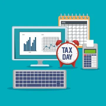 Business statistics bar with computer and dataphone Stock Illustration
