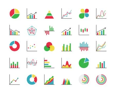 Business statistics colorful icon set.  Stock Illustration