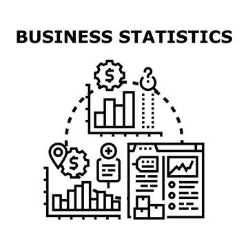 Business statistics data analysis financial evaluation concept Illustrazione stock