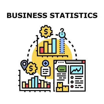 Business statistics data analysis financial evaluation concept Stock Illustration