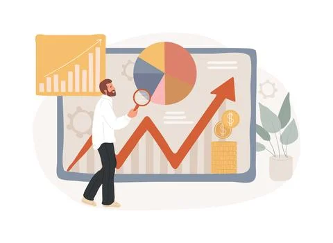 Business statistics isolated concept vector illustration. Ilustración de archivo