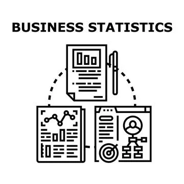Business statistics strategy analyzing data reports development 库存插图
