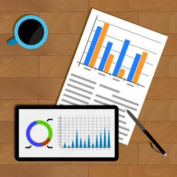 Business statistics on table Stock Illustration