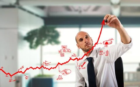 Business statistics uphill Foto stock