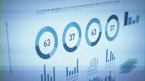 Business Stats Layout On Glitch Computer Screen Stock Footage 320416916