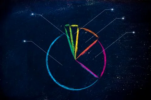 Business stats: pie chart graph, fill with your text Stock Illustration