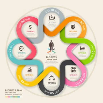 Business step up plan circle origami style. Vector illustration. Stock Illustration