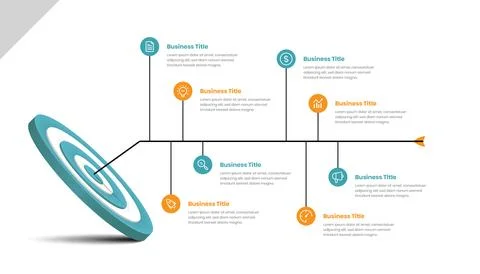 Business steps and goals representative simple flow infographic template Stock Illustration
