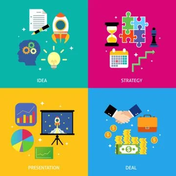 Business steps concept flat イラスト素材