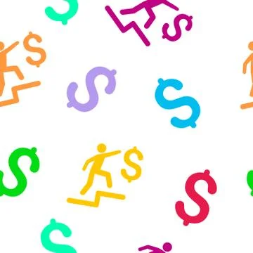 Business Steps Flat Vector Seamless Pattern Stock Illustration