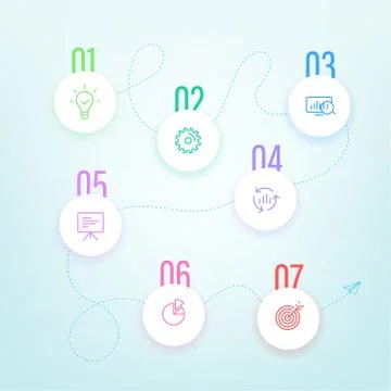 Business steps vector template with color icons. Analitics Stock Illustration