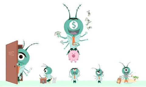Business stickers. Office plankton Rigo Stock Illustration