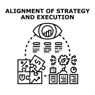 Business strategy alignment and execution process concept Stock Illustration