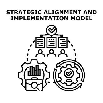 Business strategy. Alignment. And implementation model visualization presenti イラスト素材