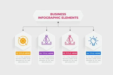 Business strategy and classification flowchart vector with colorful shapes... Illustrazione stock