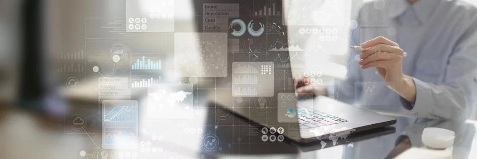 Business Strategy and Data Analytics Insights on a Wide Banner, Business and  Foto stock