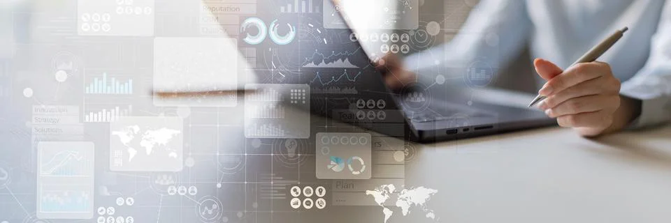 Business Strategy and Data Analytics Insights on a Wide Banner, Business and  Stock-Fotos