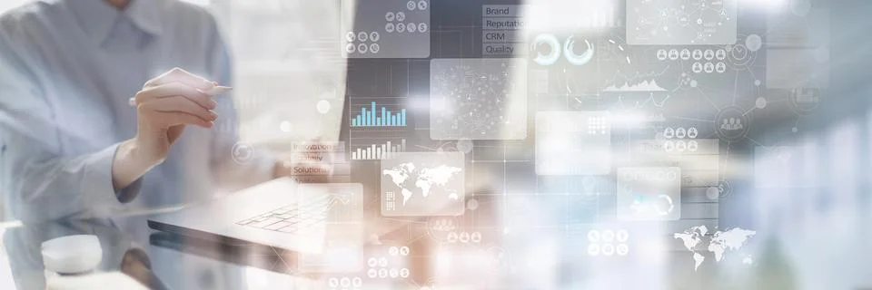 Business Strategy and Data Analytics Insights on a Wide Banner, Business and  Stock-Fotos