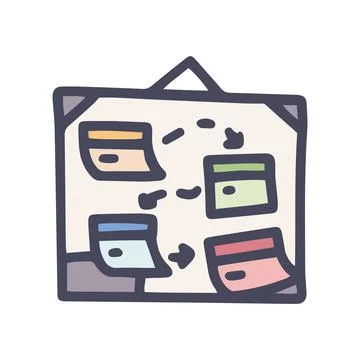 Business strategy board color vector doodle simple icon Stock Illustration