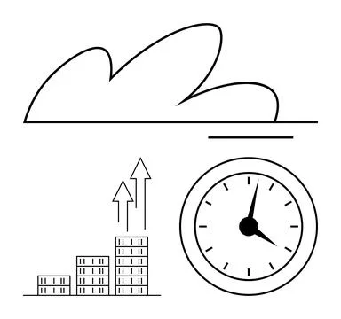 Business strategy, cloud technology, productivity optimization, time efficien Stockillustratie