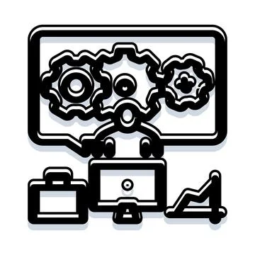 Business strategy communication process with gears and data 스톡 일러스트
