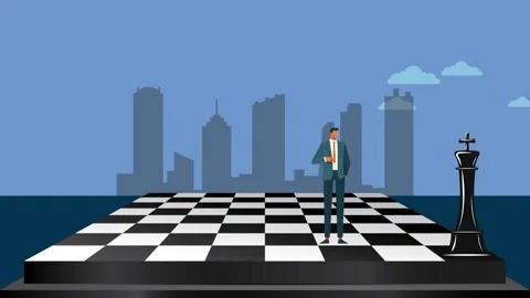 Business Strategy Concept with Chess and Cityscape Background Stock Footage 280844913