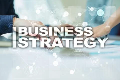 Business strategy concept on the virtual screen. Stock Illustration