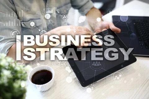 Business strategy concept on the virtual screen. 스톡 사진