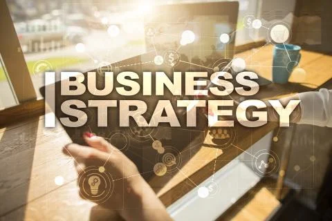 Business strategy concept on the virtual screen. 库存照片