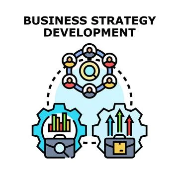 Business strategy development achieving team collaboration success Stock Illustration