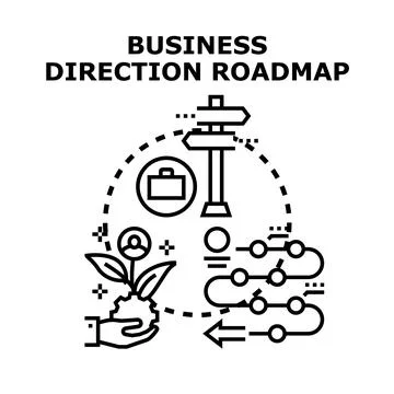 Business strategy direction roadmap planning growth Stock Illustration
