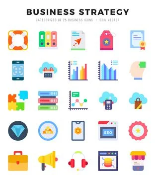 Business Strategy elements. Flat web icon set. Simple vector illustration. 스톡 일러스트