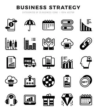 Business Strategy elements. Lineal Filled web icon set. Simple vector illus.. Stock Illustration