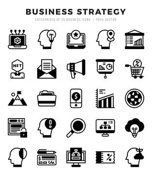 Business Strategy elements. Lineal Filled web icon set. Simple vector illus.. Illustrazione stock