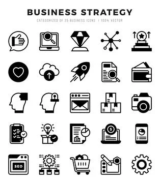 Business Strategy elements. Lineal Filled web icon set. Simple vector illus.. Illustrazione stock