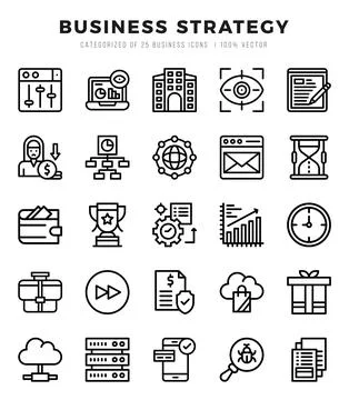 Business Strategy elements. Lineal web icon set. Simple vector illustration. Stock Illustration